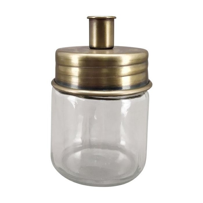 CANDELIERE GOLD METALLO E VETRO 9X9X15.5